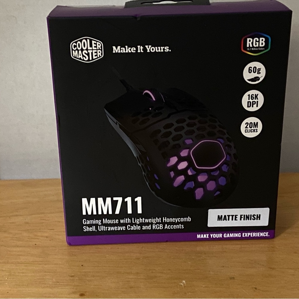 MM711 Black and Purple Gaming Mouse Honeycomb Design